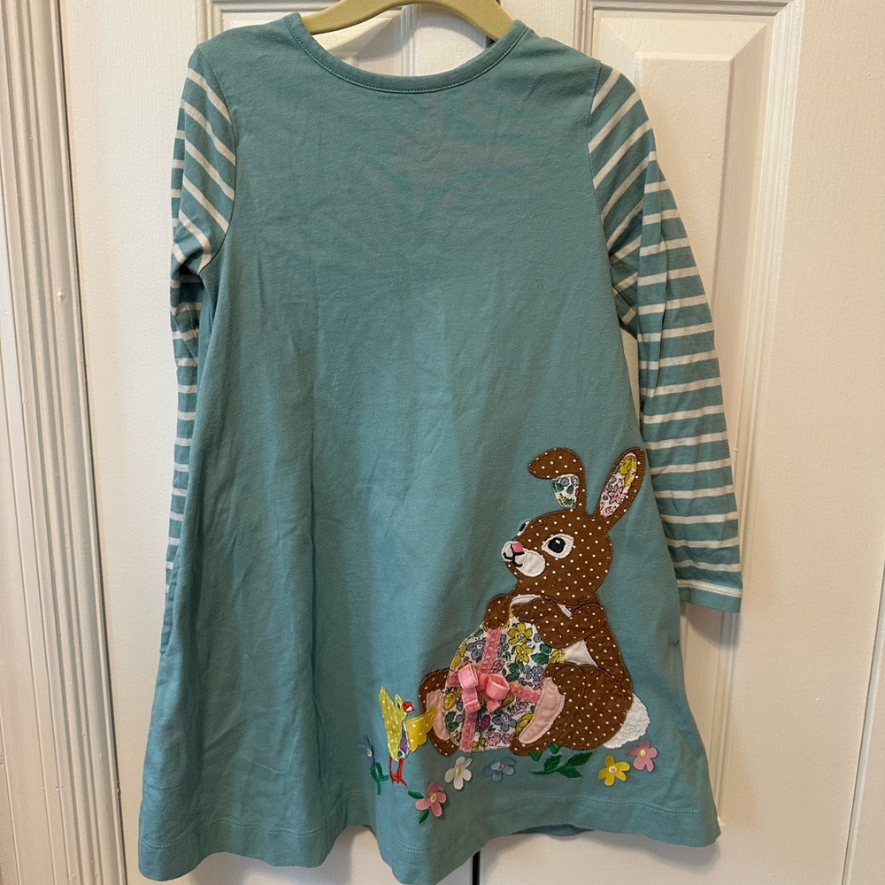 Mini Boden Long Sleeve Dress with Bunny Design